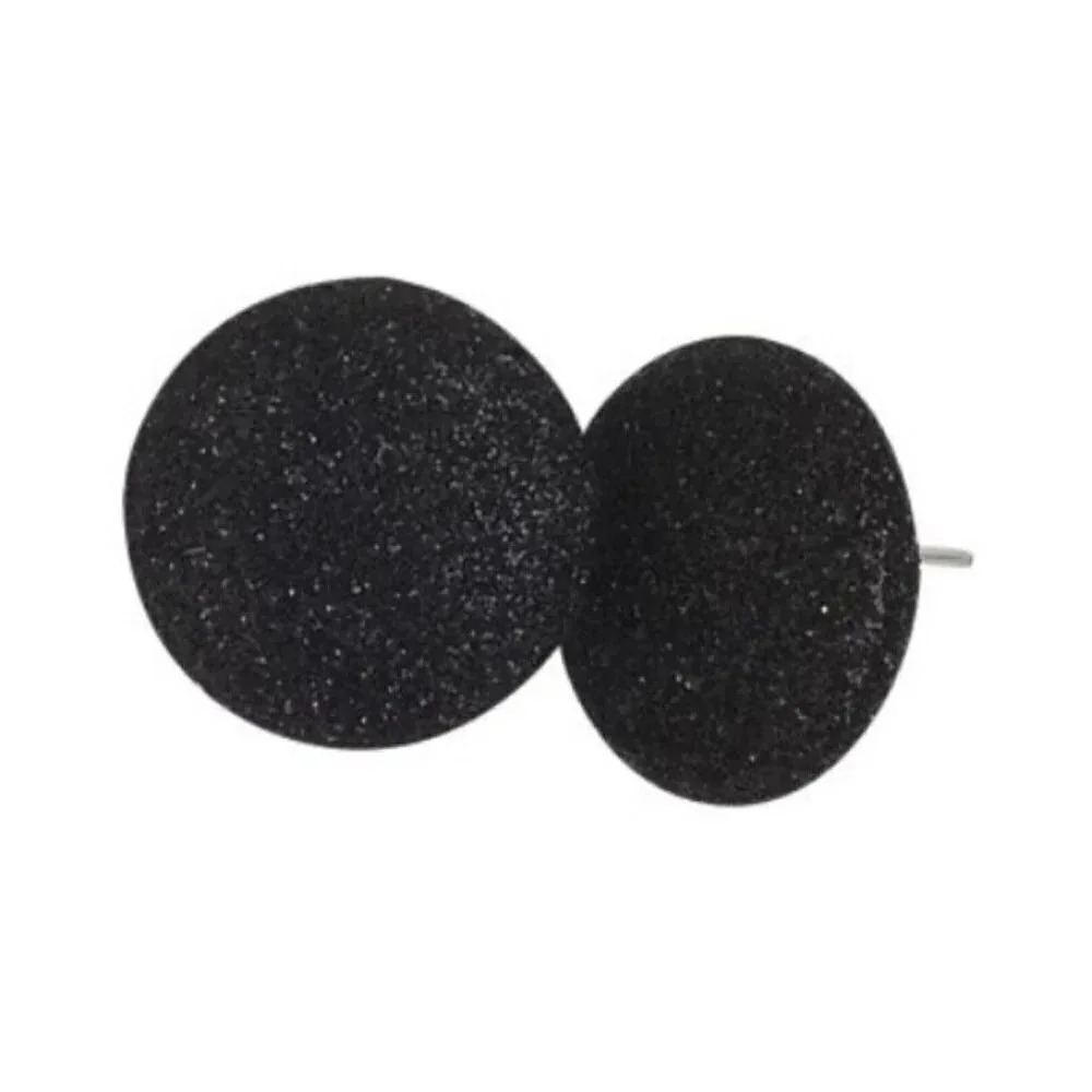 Black Retro 80s Sparkly Disco Fabric Button Earrings